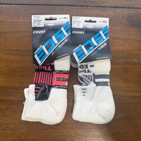 THORLOS EDGE COURT LOT OF 2 MICRO MINI TENNIS SOCKS UNISEX MEDIUM ATHLETIC - Picture 1 of 5
